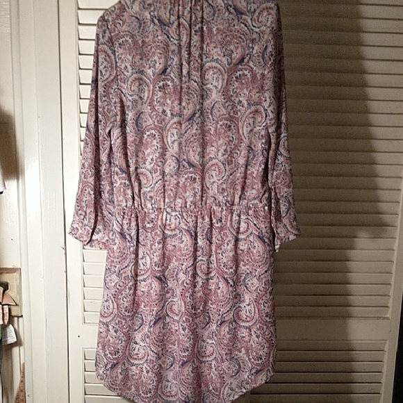 Daniel Rainn Paisley cream blue 3/4 sleeve Tunic Dress size M - Picture 2 of 6